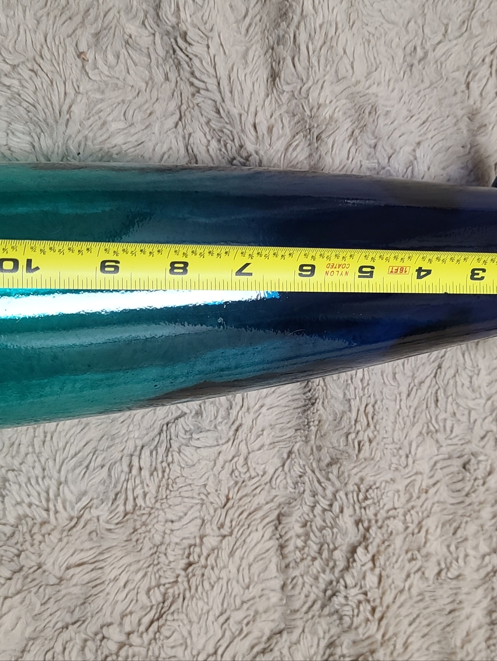 Large Blue-Green Ombre Glass Vase, Thick Glass Pressed Glass, High Quality Feel - Picture 6 of 6